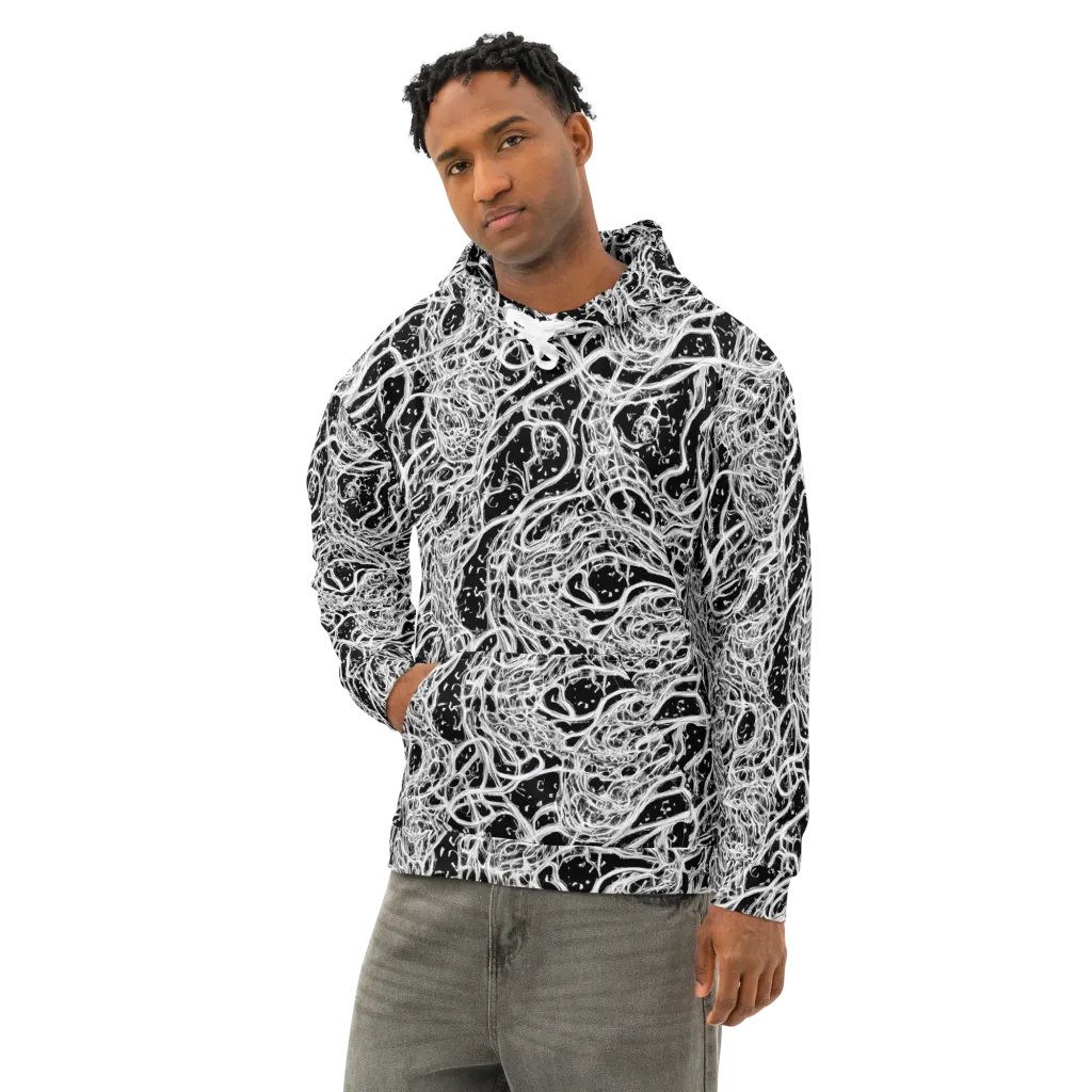 Black Thorn Tangle on Cotton Hoodie — Left Front