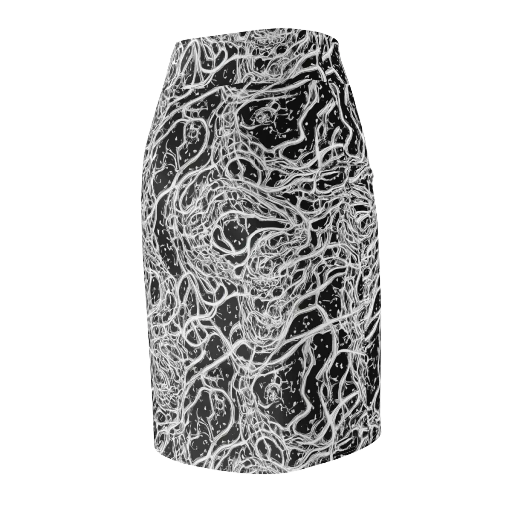 Black Thorn Tangle on Pencil Skirt — Back Side