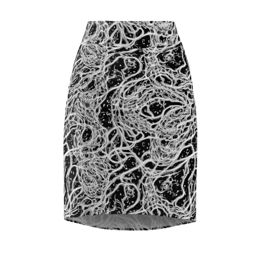 Black Thorn Tangle on a Pencil Skirt