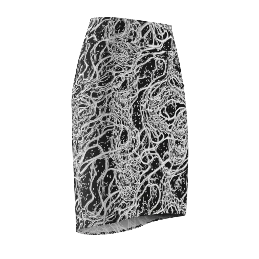 Black Thorn Tangle on Pencil Skirt — Front Side
