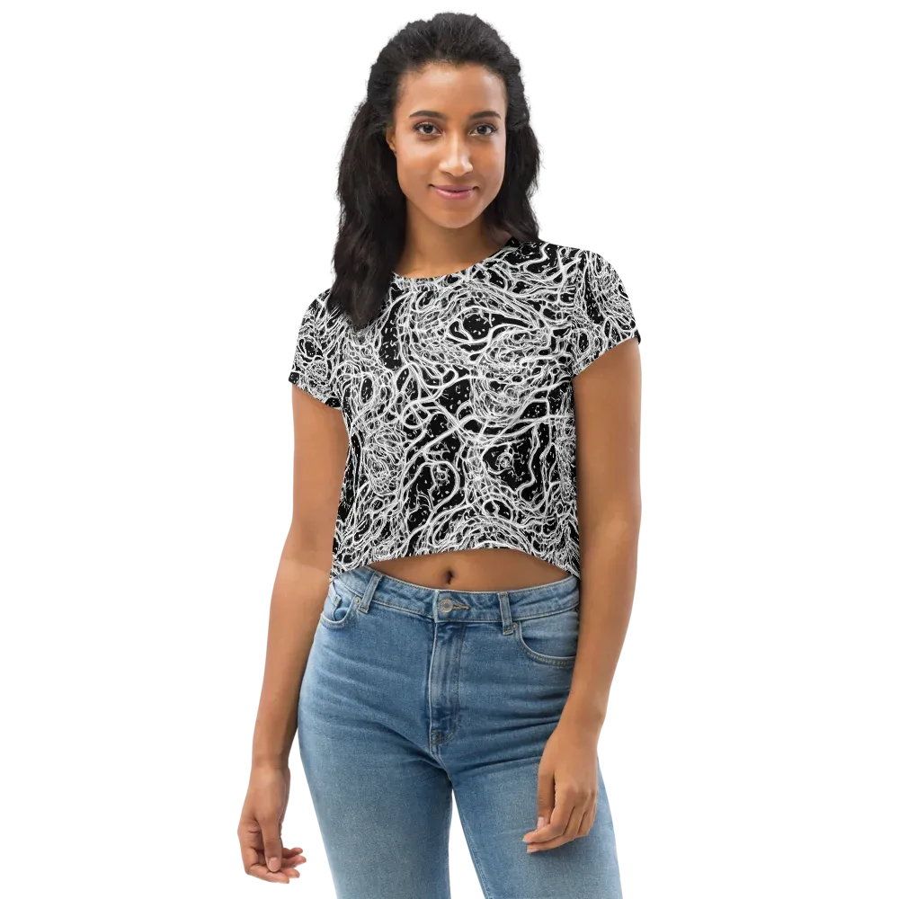 Black Thorn Tangle on Crop Tee — Front