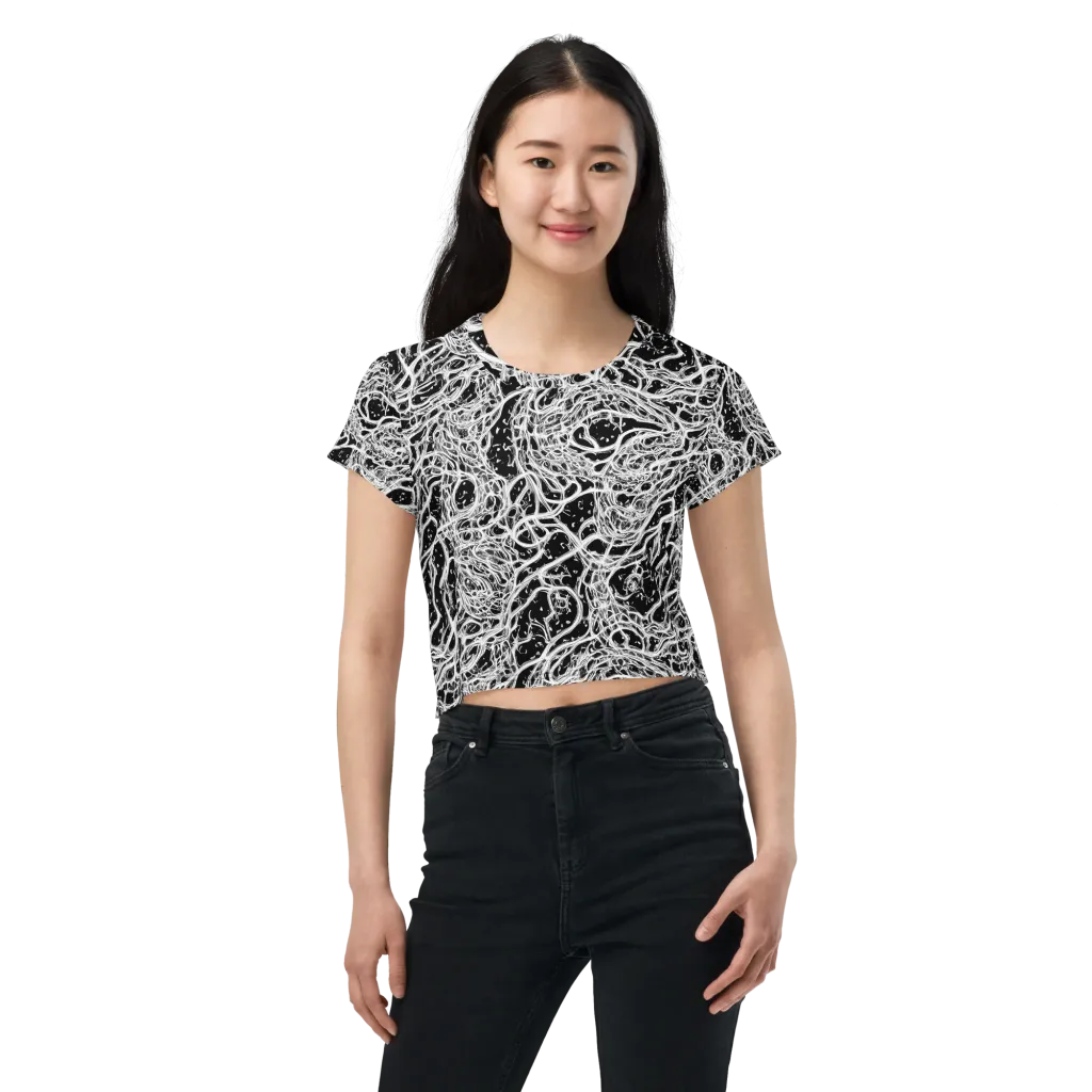 Black Thorn Tangle on Crop Tee — Front