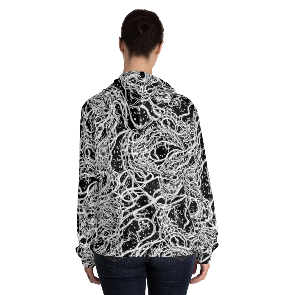 Black Thorn Tangle on Women's Full-Zip Hoodie — Back On Person