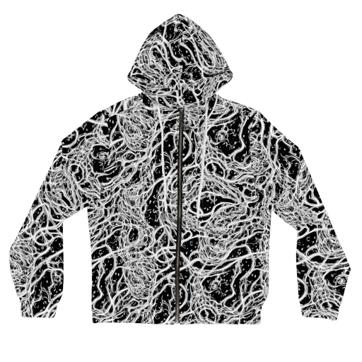 Black Thorn Tangle on a Women's Full-Zip Hoodie