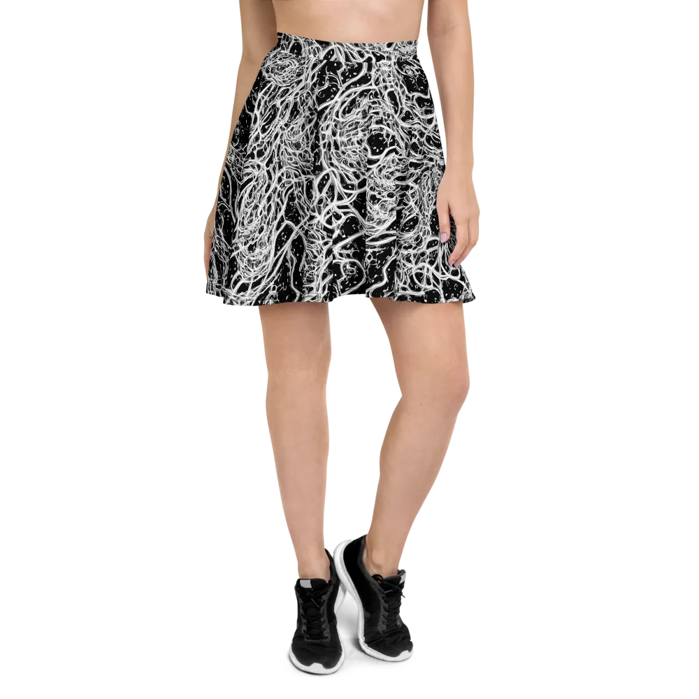 Black Thorn Tangle on Skater Skirt — Front