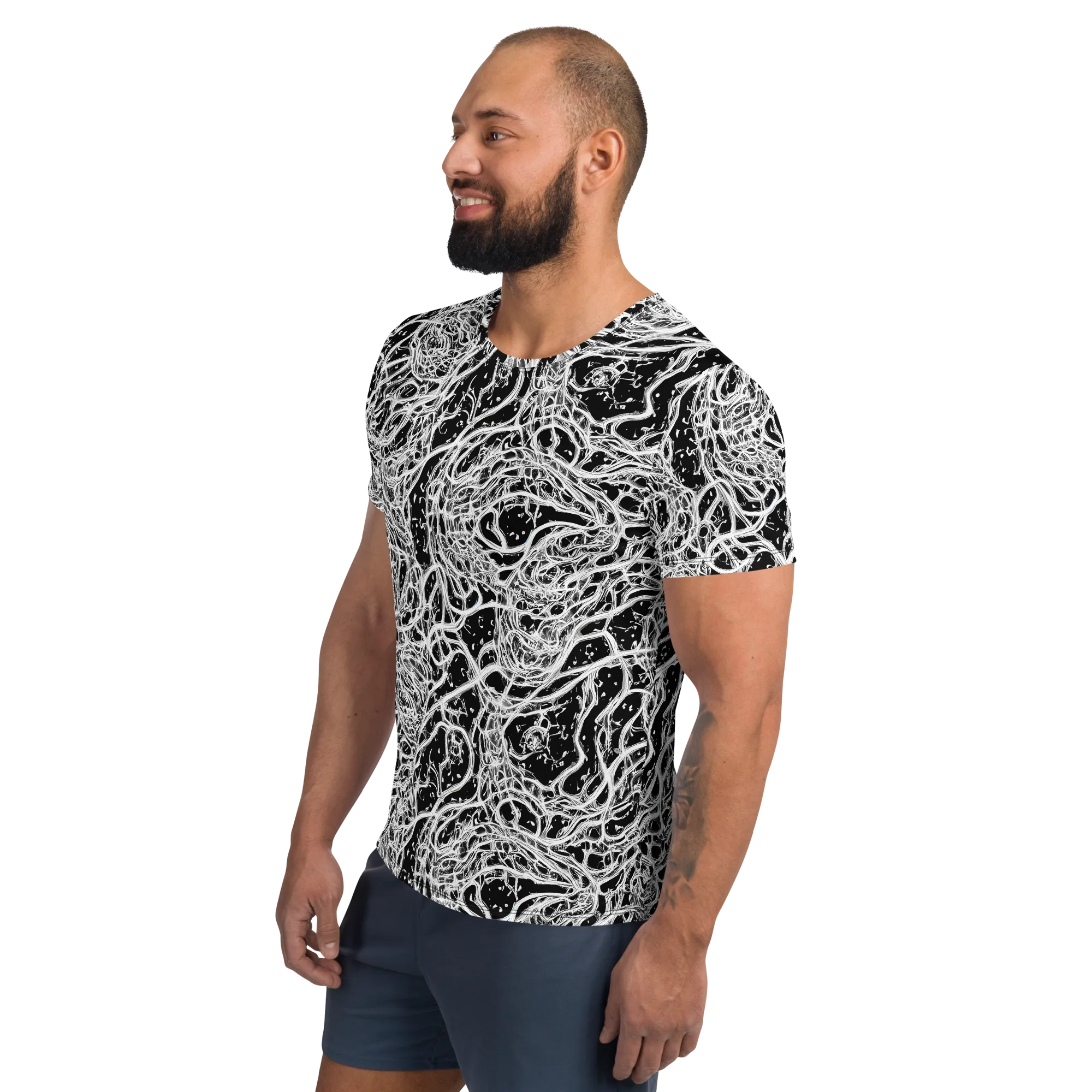 Black Thorn Tangle on Men's Athletic T-Shirt — Left