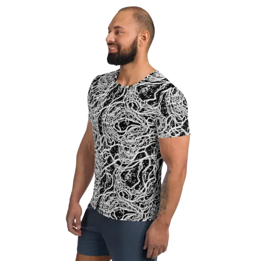 Black Thorn Tangle on a Men's Athletic T-Shirt