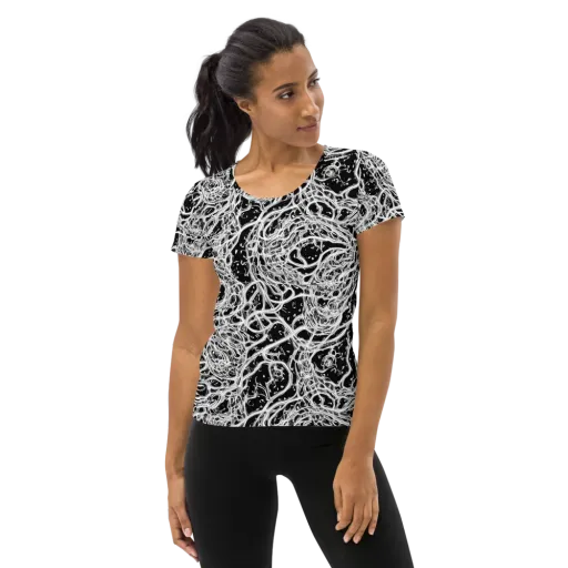 Black Thorn Tangle on a Women's Athletic T-Shirt