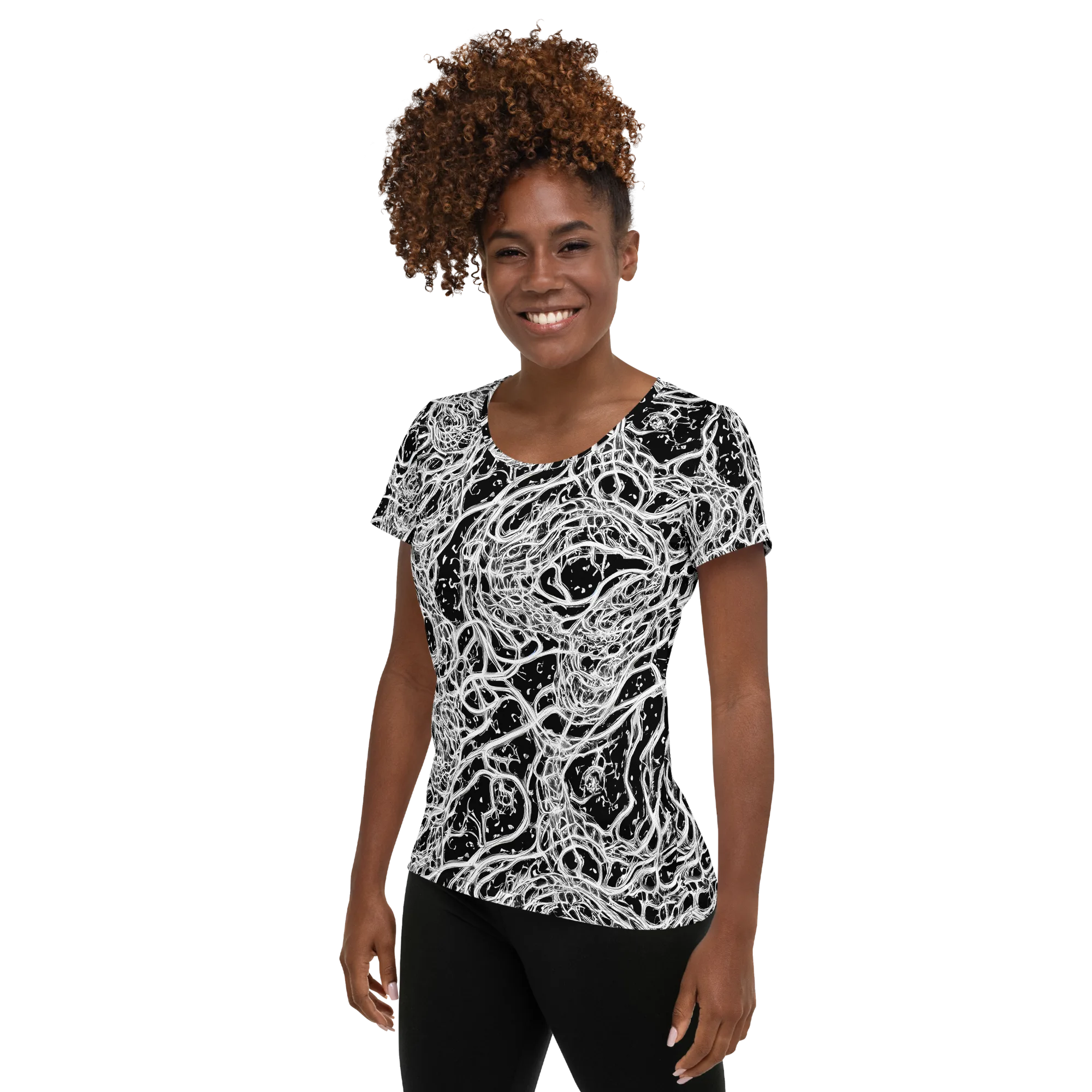 Black Thorn Tangle on Women's Athletic T-Shirt — Left
