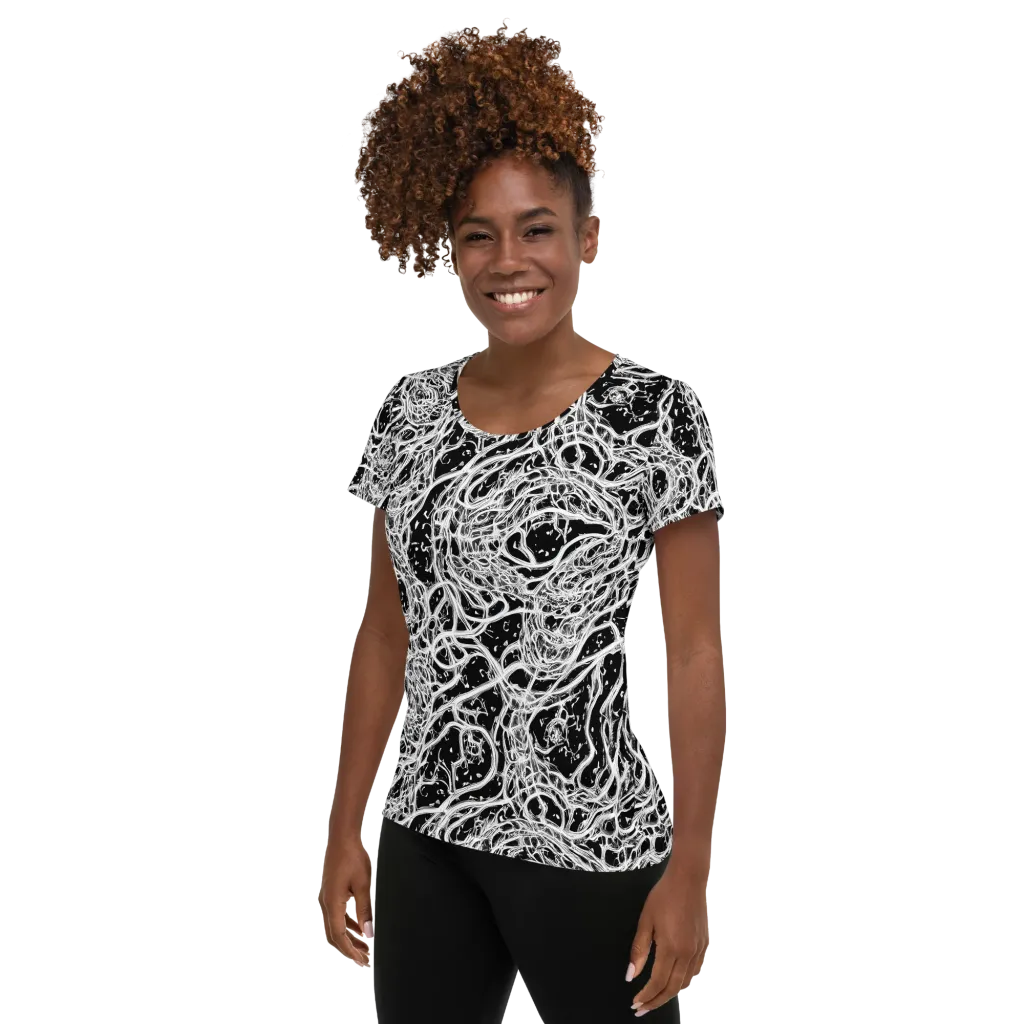 Black Thorn Tangle on Women's Athletic T-Shirt — Left