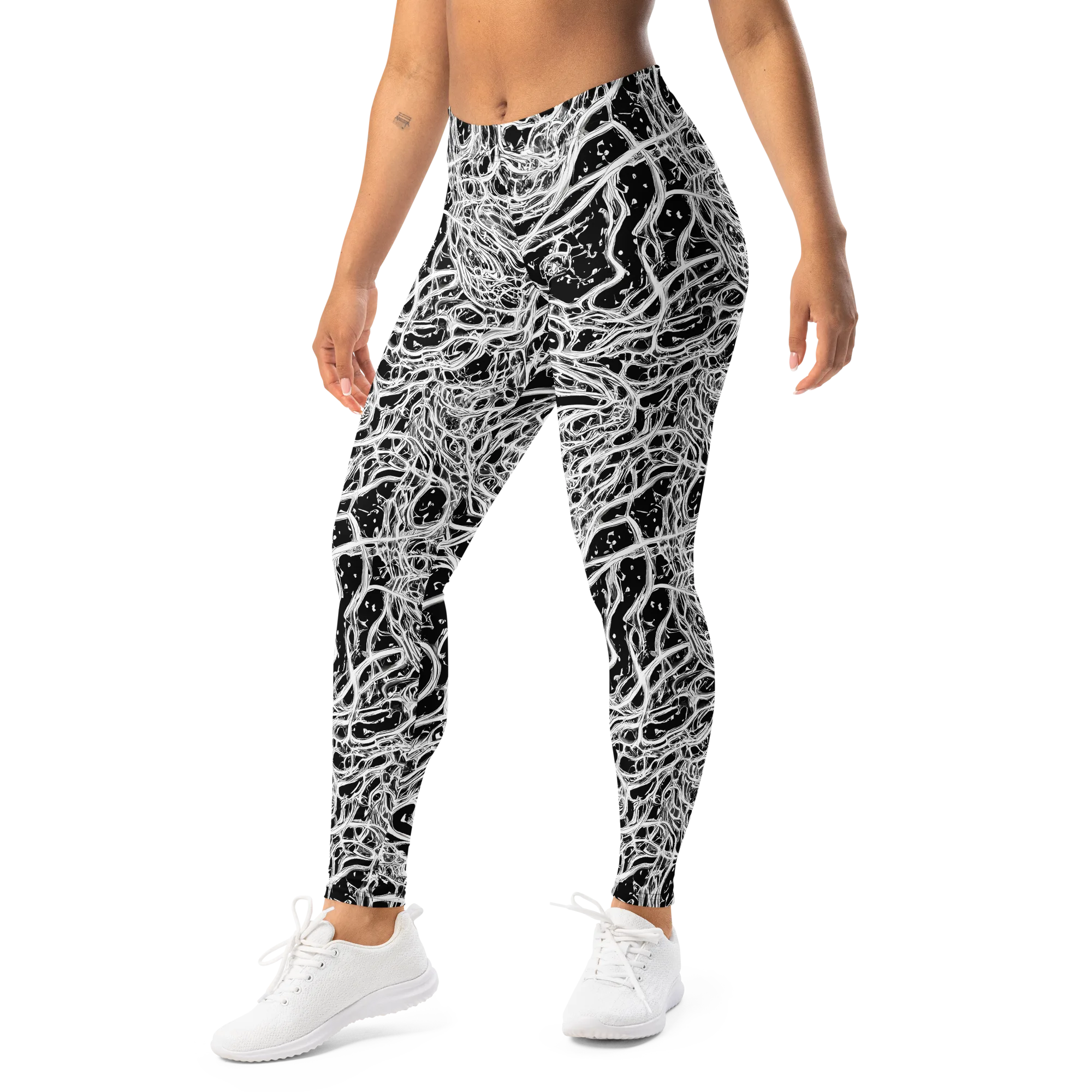 Black Thorn Tangle on Leggings — Left Front