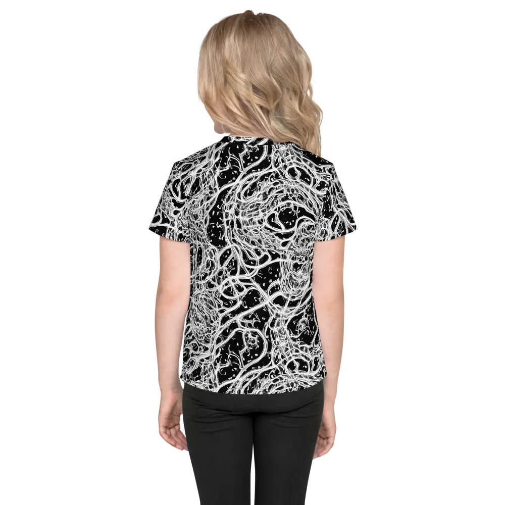 Black Thorn Tangle on Kids Crew Neck T-Shirt — Back