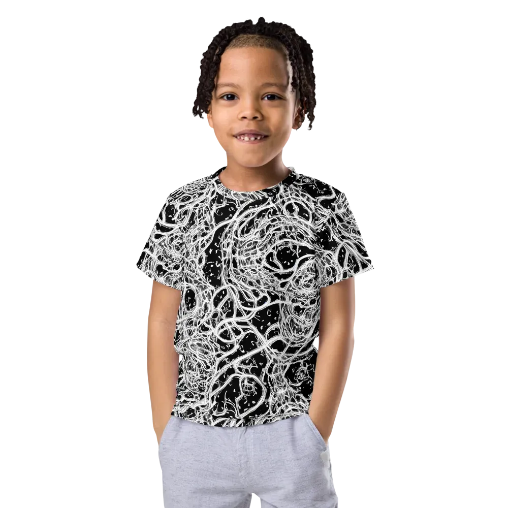 Black Thorn Tangle on Kids Crew Neck T-Shirt — Front
