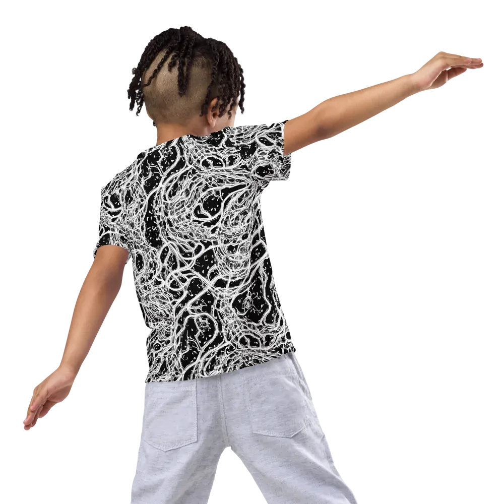 Black Thorn Tangle on Kids Crew Neck T-Shirt — Back