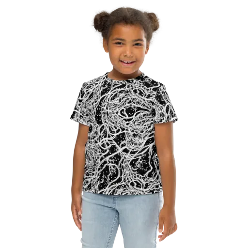 Black Thorn Tangle on a Kids Crew Neck T-Shirt