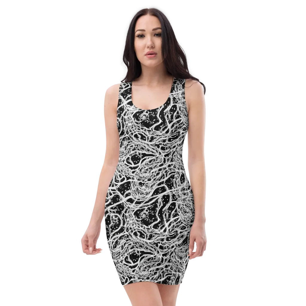 Black Thorn Tangle on Bodycon Dress — Front