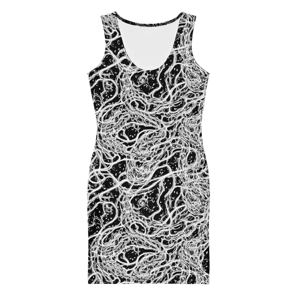 Black Thorn Tangle on Bodycon Dress — Front