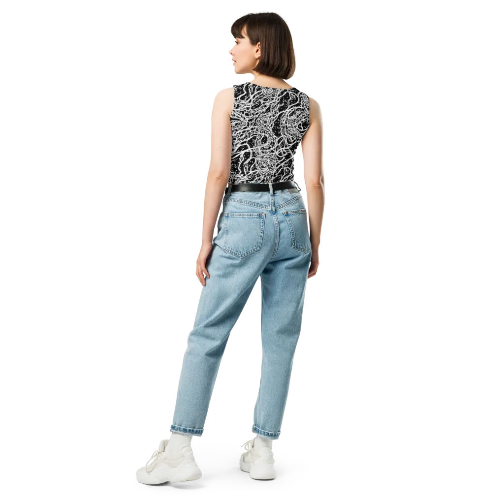 Black Thorn Tangle on Crop Top — Back