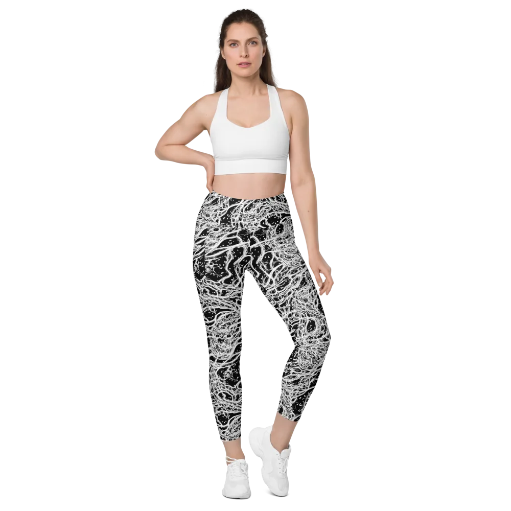 Black Thorn Tangle on Leggings with Pockets — Front