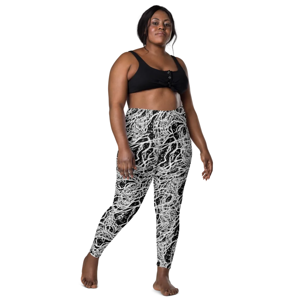 Black Thorn Tangle on Leggings with Pockets — Front
