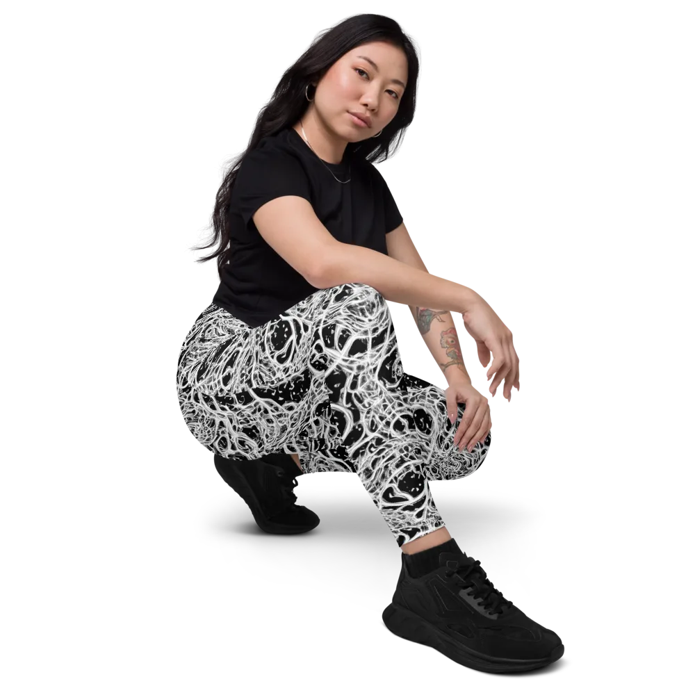 Black Thorn Tangle on Leggings with Pockets — Right Front