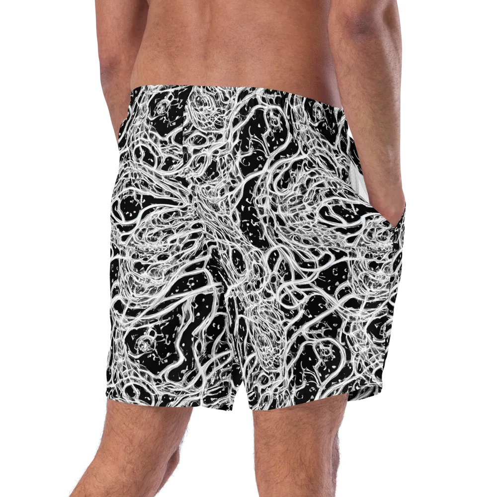 Black Thorn Tangle on Swim Trunks — Right Back