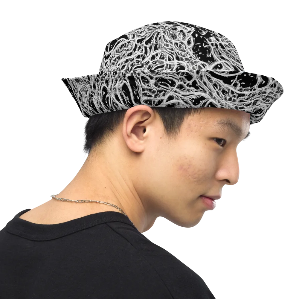 Black Thorn Tangle on Reversible Bucket Hat — Right Outside