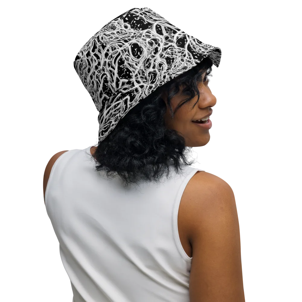 Black Thorn Tangle on Reversible Bucket Hat — Right Outside