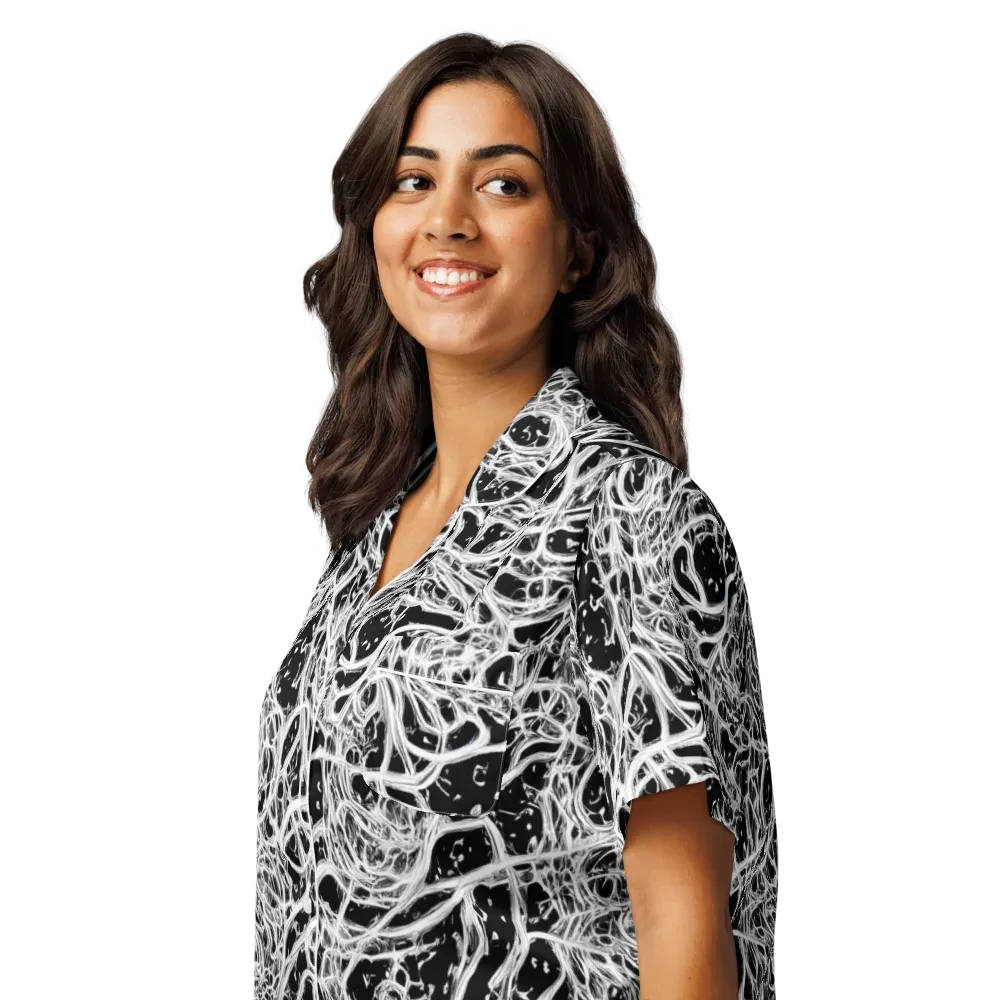 Black Thorn Tangle on Women's Short Sleeve Pajama Top — Left Front