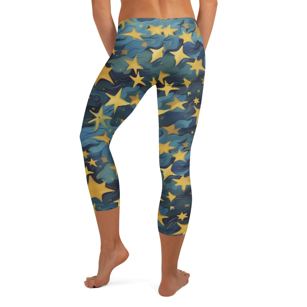 Celestial Current on Capri Leggings — Back