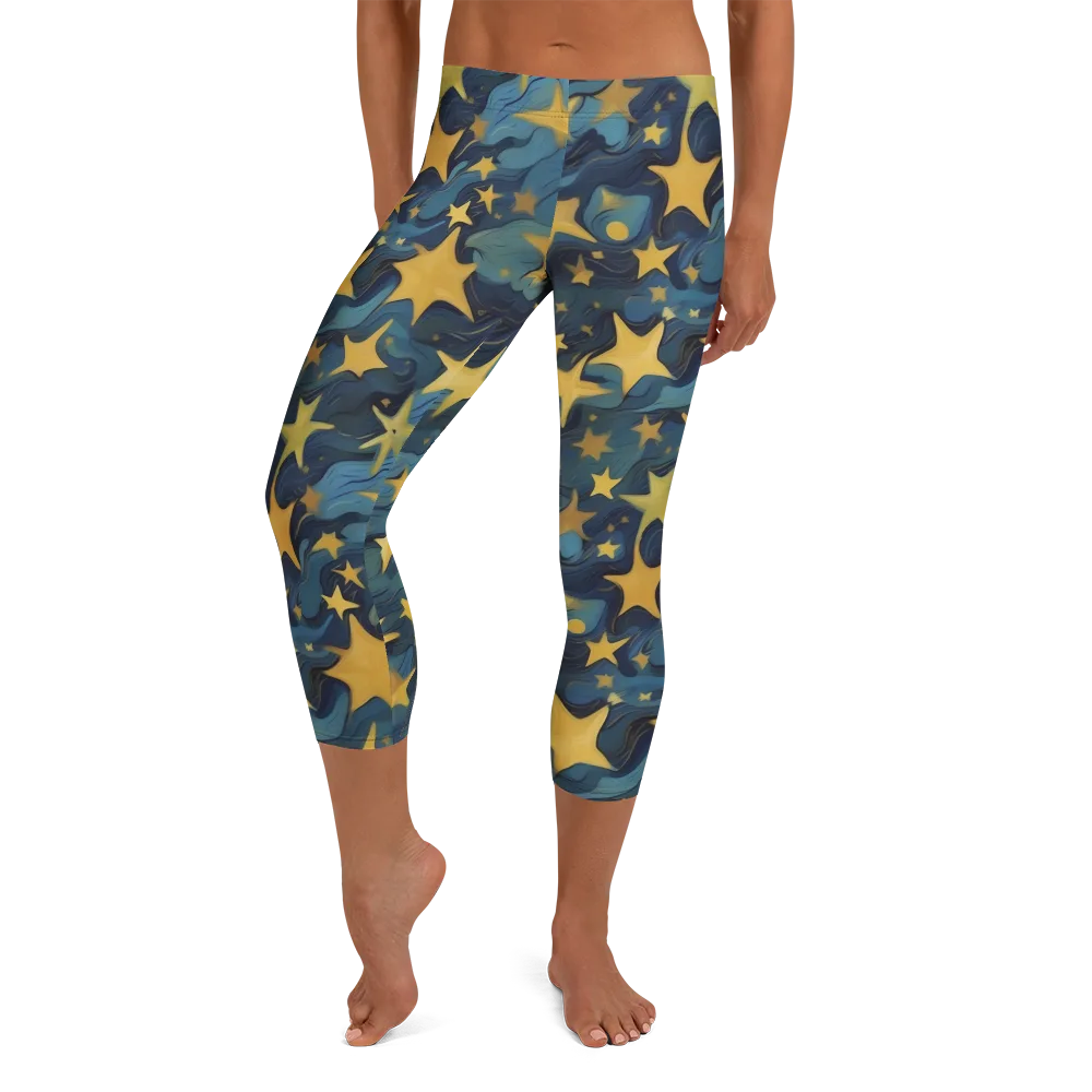 Celestial Current on Capri Leggings — Front