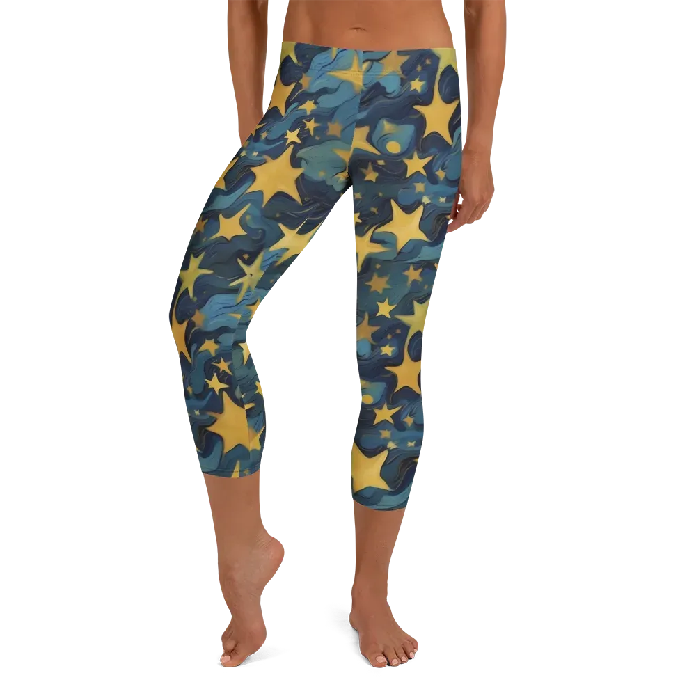Celestial Current on Capri Leggings — Front