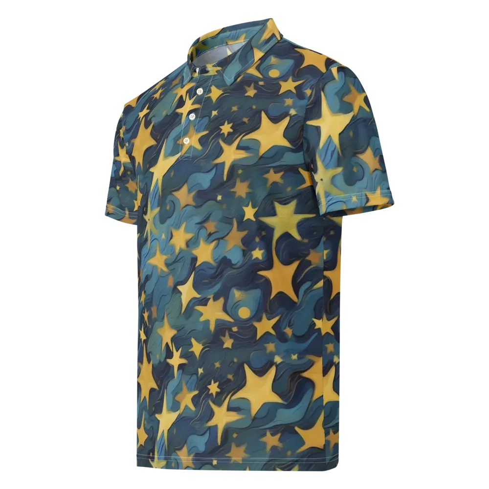 Celestial Current on Men's Slim Fit Polo Shirt — Left Front