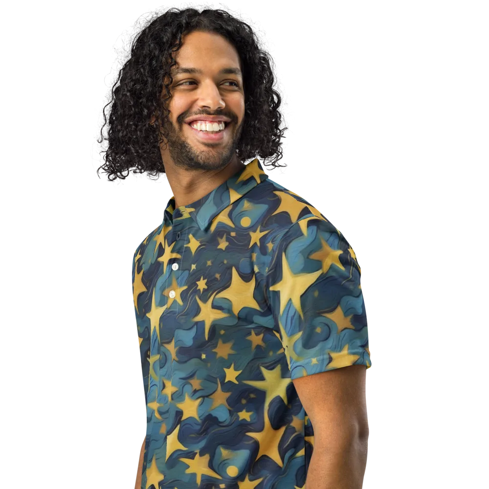 Celestial Current on Men's Slim Fit Polo Shirt — Left Front