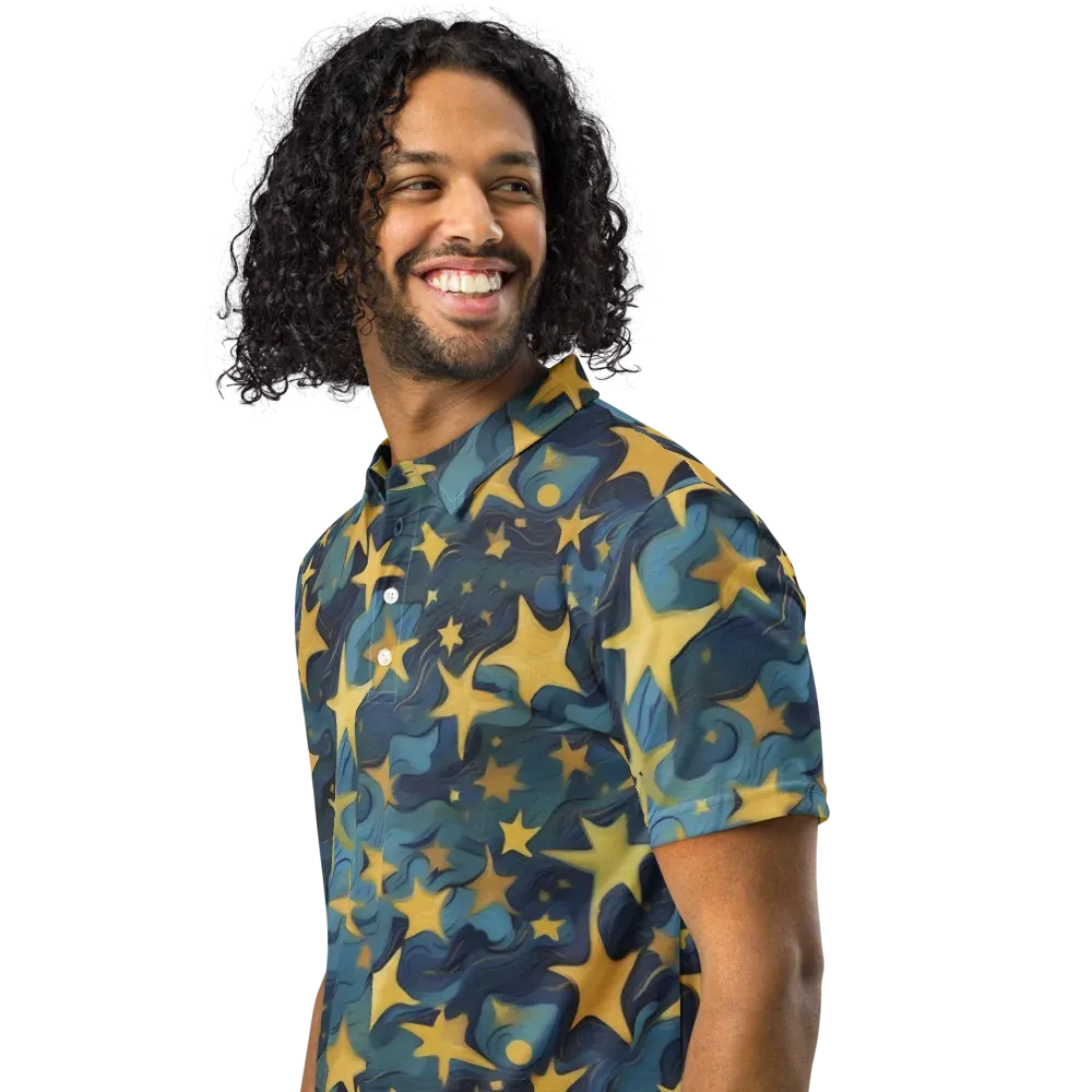 Celestial Current on Men's Slim Fit Polo Shirt — Left Front
