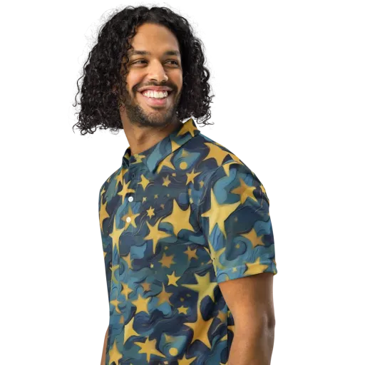 Celestial Current on a Men's Slim Fit Polo Shirt