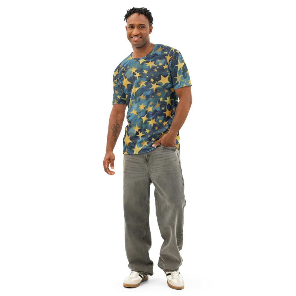 Celestial Current on Men's Cotton Crew Neck T-Shirt — Front