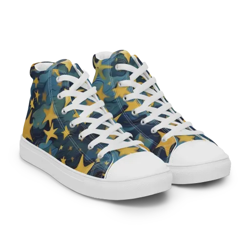 Celestial Current on a Men's High Top Canvas Shoes