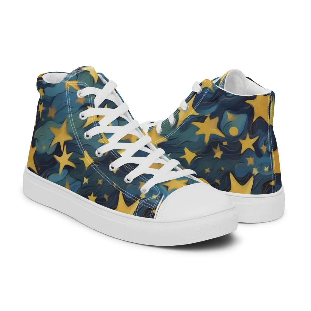 Celestial Current on Men's High Top Canvas Shoes — Right