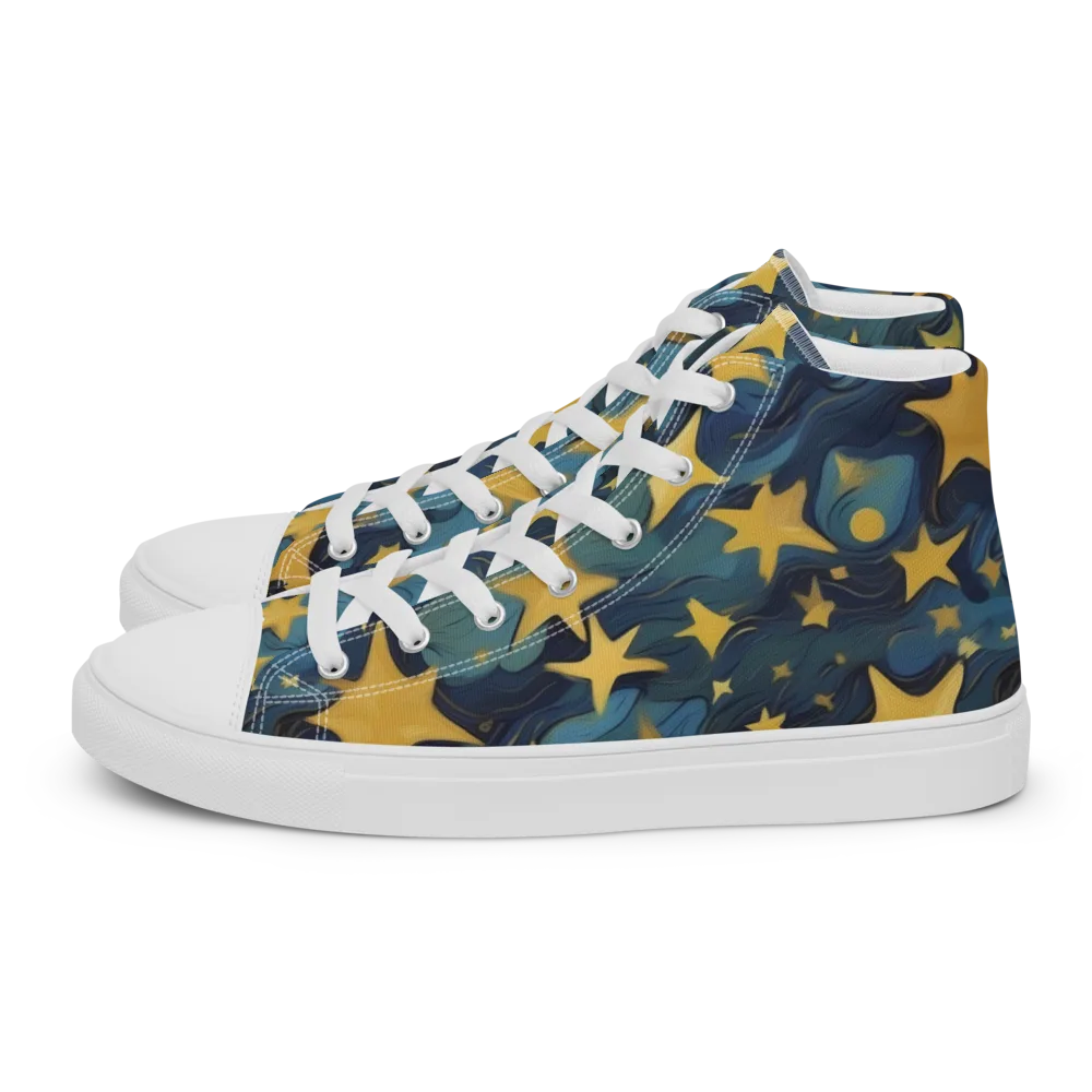 Celestial Current on Women's High Top Canvas Shoes — Left