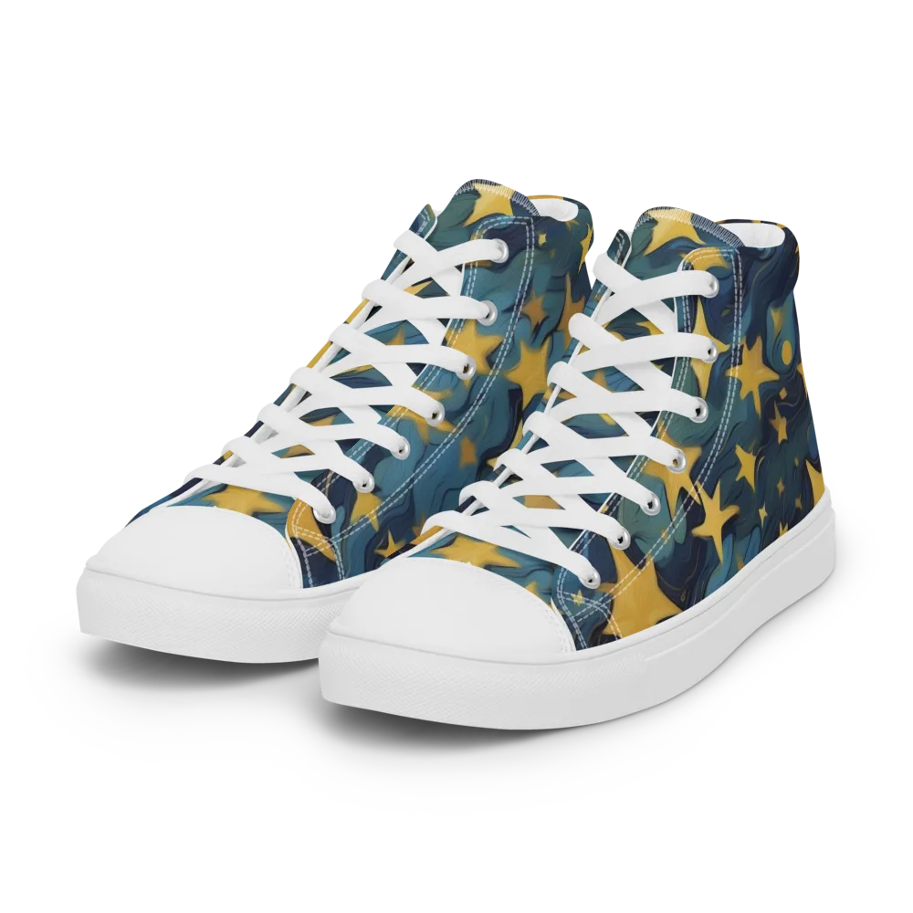 Celestial Current on Women's High Top Canvas Shoes — Left Front