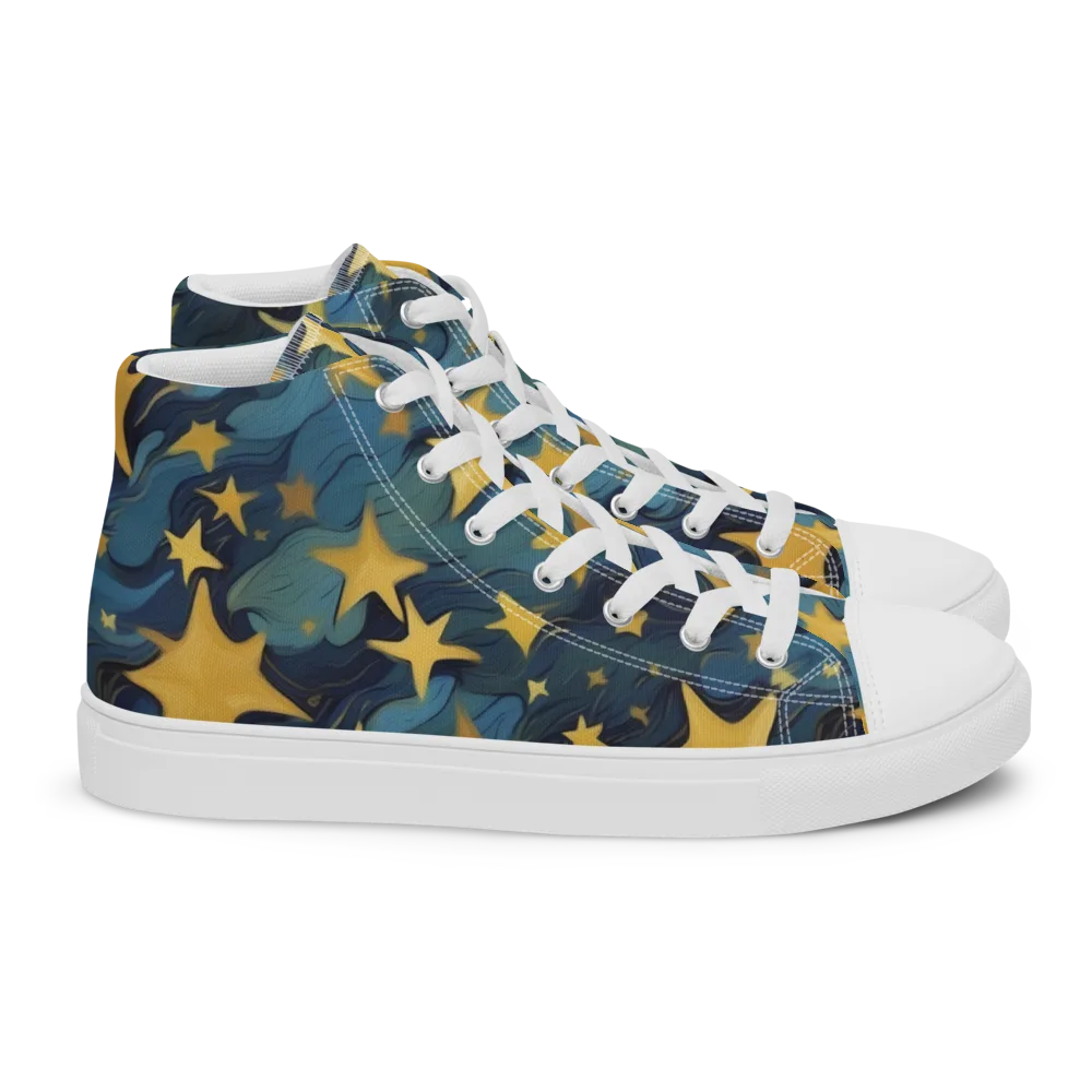Celestial Current on Women's High Top Canvas Shoes — Right