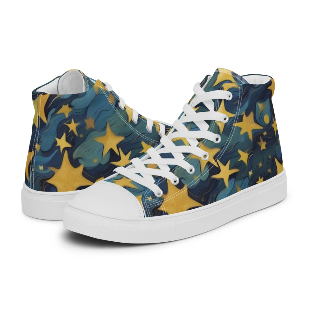 Celestial Current on Women's High Top Canvas Shoes — Left