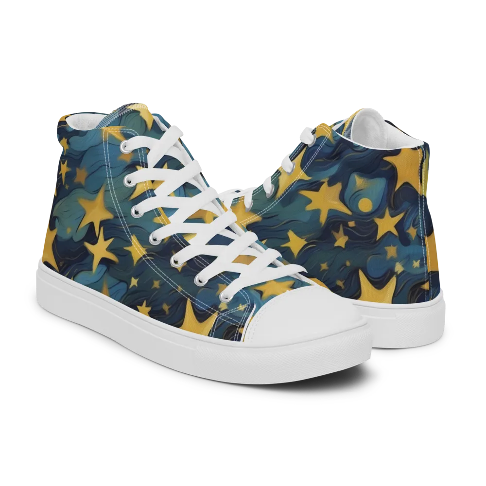 Celestial Current on Women's High Top Canvas Shoes — Right