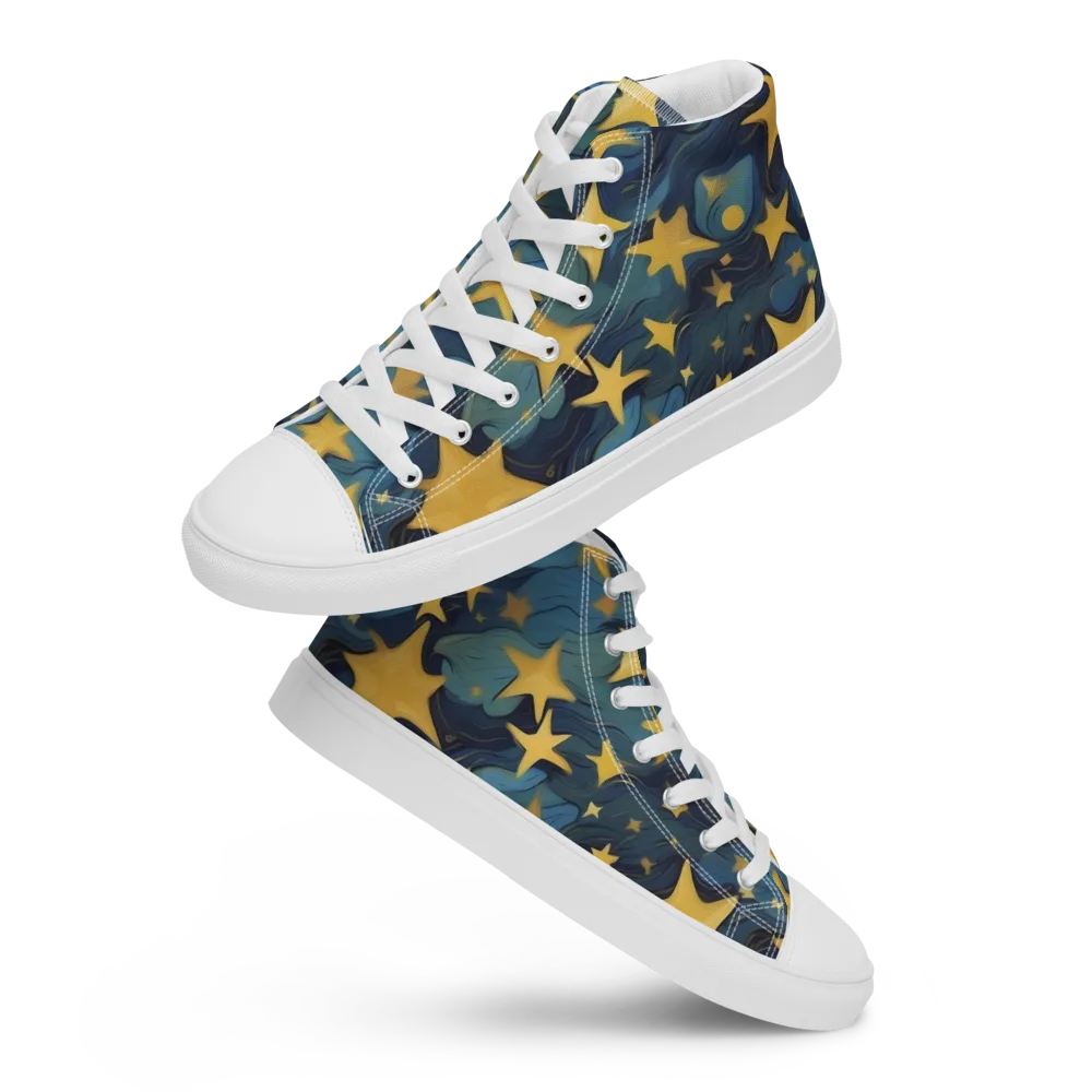 Celestial Current on Women's High Top Canvas Shoes — Front