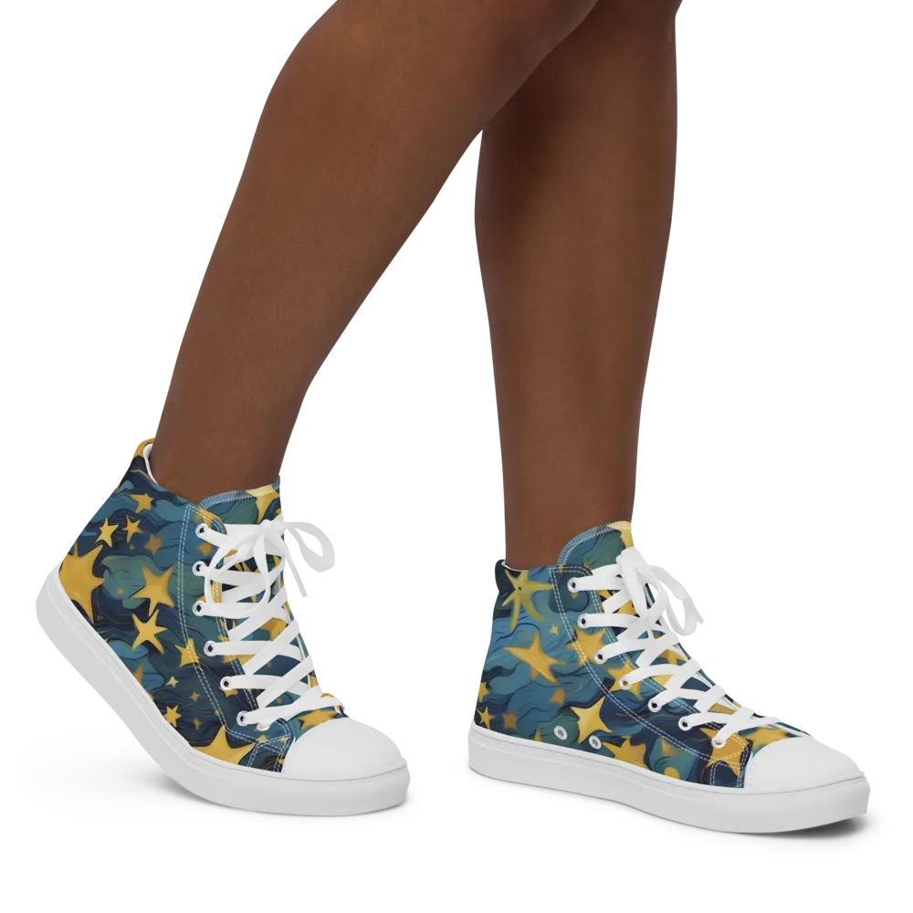 Celestial Current on Women's High Top Canvas Shoes — Right