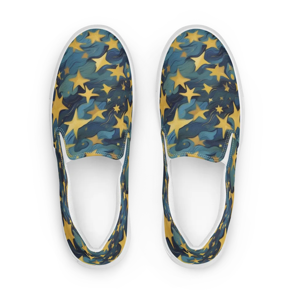 Celestial Current on Men's Slip-On Canvas Shoes — Front