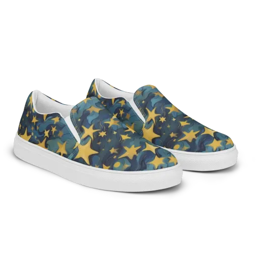 Celestial Current on a Men's Slip-On Canvas Shoes