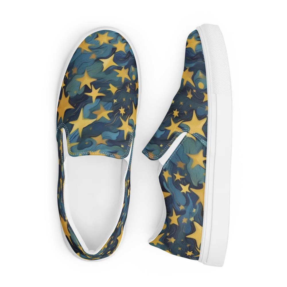 Celestial Current on Men's Slip-On Canvas Shoes — Front