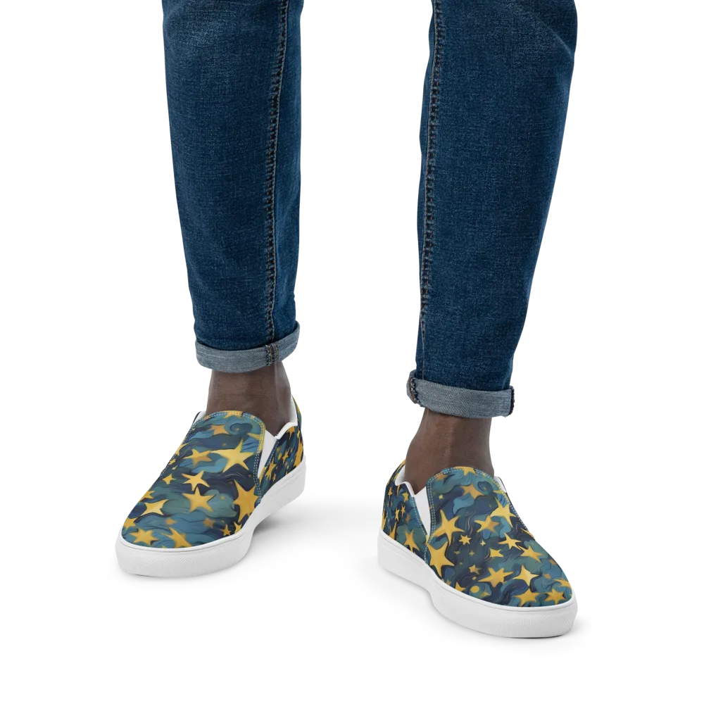 Celestial Current on Men's Slip-On Canvas Shoes — Front